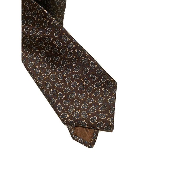 Vintage Silk Mens Neck Tie Jesters Paisley Designed Brown Made In USA Formal - Picture 5 of 7
